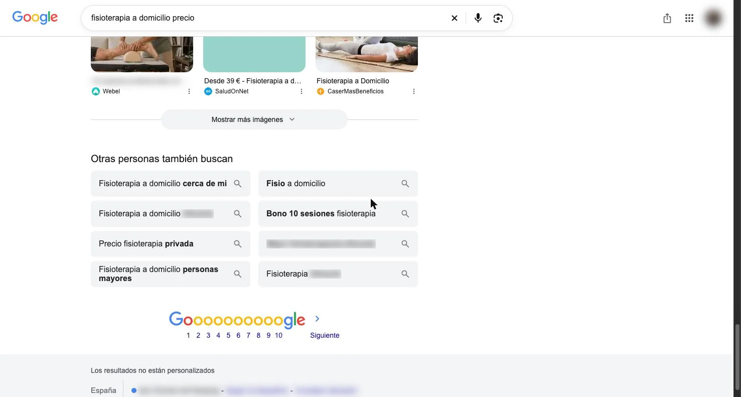 Final de la página de resultados de Google con el bloque Otras personas también buscan